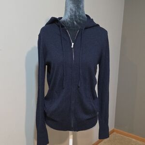 GAP Dark Blue Women's Wool Blend Sweater Zip Up Hoodie